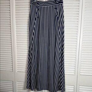 Robert Louis Navy & White Striped Maxi Skirt Elastic Waist S